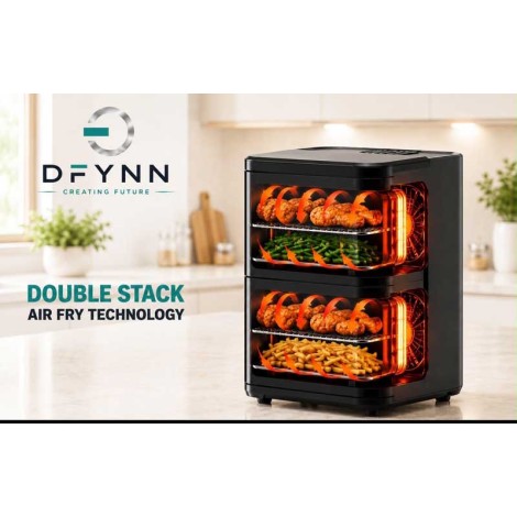 FEUER DUO Double Stack Digital Air Fryer | 2500W | 11L (4L + 7L) Family Size | A2PL Technology | Dual Viewing Windows | Oil-Free Air Fryer | LFGB Certified Germany | 100% Toxin Free | Black. FEUER DUO Double Stack Digital Air Fryer | 2500W | 11L (4L + 7L) Family Size | A2PL Technology | Dual Viewing Windows | Oil-Free Air Fryer | LFGB Certified Germany | 100% Toxin Free | Black.