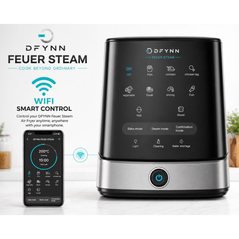 FEUER STEAM 7.2L Digital Air Fryer | Hybrid Steam | A2PL Technology | LFGB Certified | No PTFE,PFAS,PFOA | Wifi+Smart AI | | Air Fry Bake and Roast| 10 Cooking Pre-Set | Auto clean mode| FEUER STEAM 7.2L Digital Air Fryer | Hybrid Steam | A2PL Technology | LFGB Certified | No PTFE,PFAS,PFOA | Wifi+Smart AI | | Air Fry Bake and Roast| 10 Cooking Pre-Set | Auto clean mode|