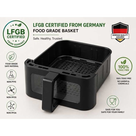 FEUER DUO Double Stack Digital Air Fryer | 2500W | 11L (4L + 7L) Family Size | A2PL Technology | Dual Viewing Windows | Oil-Free Air Fryer | LFGB Certified Germany | 100% Toxin Free | Black. FEUER DUO Double Stack Digital Air Fryer | 2500W | 11L (4L + 7L) Family Size | A2PL Technology | Dual Viewing Windows | Oil-Free Air Fryer | LFGB Certified Germany | 100% Toxin Free | Black.