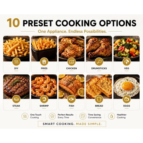 FEUER STEAM 7.2L Digital Air Fryer | Hybrid Steam | A2PL Technology | LFGB Certified | No PTFE,PFAS,PFOA | Wifi+Smart AI | | Air Fry Bake and Roast| 10 Cooking Pre-Set | Auto clean mode| FEUER STEAM 7.2L Digital Air Fryer | Hybrid Steam | A2PL Technology | LFGB Certified | No PTFE,PFAS,PFOA | Wifi+Smart AI | | Air Fry Bake and Roast| 10 Cooking Pre-Set | Auto clean mode|